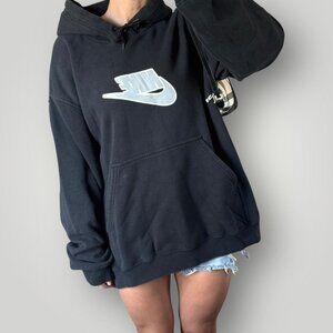Vintage Nike Y2K Mens Hoodie Oversized Baggy Black Sweatshirt Athleisure Skater